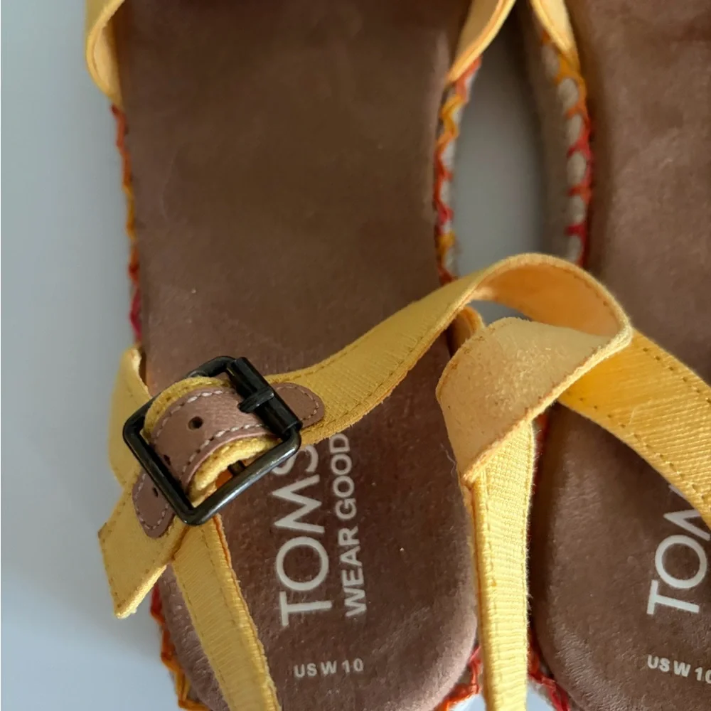 TOMS Yellow Cross-Front Espadrille Sandals with Ankle Strap